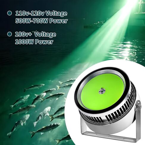 500W-1000W LED Green Spotlight Dock Lights, Green Fishing Light for Night Fishing Fish Collector Aluminum Alloy IP67 Waterproof Sea Outdoor in Kuwait