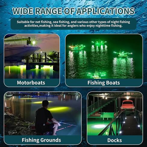 500W-1000W LED Green Spotlight Dock Lights, Green Fishing Light for Night Fishing Fish Collector Aluminum Alloy IP67 Waterproof Sea Outdoor in Kuwait
