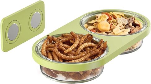 Magnetic Reptile Feeding Ledge with 2 Pack Plastic Bowls Food Feeder Water Dish for Crested Gecko Dwarf Hamster(Gray, Magnetic-Mounted) in Kuwait