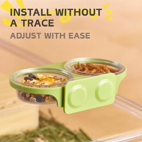 Magnetic Reptile Feeding Ledge with 2 Pack Plastic Bowls Food Feeder Water Dish for Crested Gecko Dwarf Hamster(Gray, Magnetic-Mounted) in Kuwait