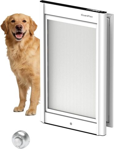 Automatic Dog Door, Aluminum Electronic Pet Door with Collar Sensor, Energy-Efficient Insulated for Interior/Exterior Doors, Featuring Secure Lock & Anti-Pinch Design-(Silver-Medium) in Saudi Arabia