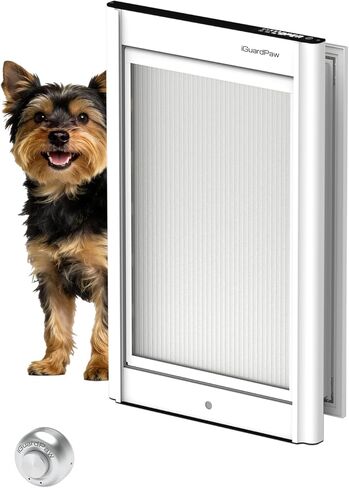 Automatic Dog Door, Aluminum Electronic Pet Door with Collar Sensor, Energy-Efficient Insulated for Interior/Exterior Doors, Featuring Secure Lock & Anti-Pinch Design-(Silver-Medium) in Saudi Arabia