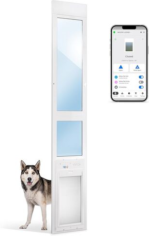 Power Pet Roll Up - Dependable Smart Dog Door, Automatic Pet Collar Operation with or Without App-High Security, Safe, Air Tight and Weatherproof, Space Saving Modern Design (Wall Mount, Large) in Kuwait
