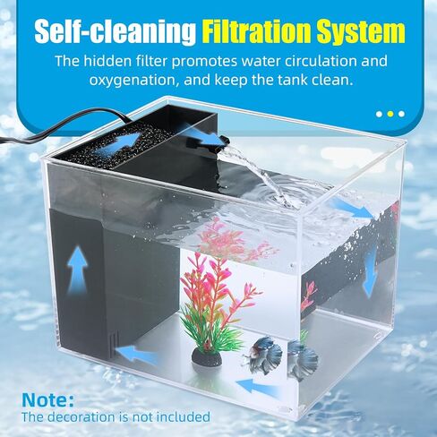 AQUANEAT Fish Tank, 1 Gallon Betta Fish Tank, Small Aquarium Kit with LED Light and Water Filter Pump in Kuwait