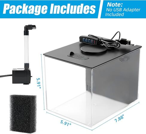 AQUANEAT Fish Tank, 1 Gallon Betta Fish Tank, Small Aquarium Kit with LED Light and Water Filter Pump in Kuwait