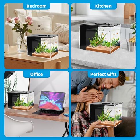 AQUANEAT Fish Tank, 1 Gallon Betta Fish Tank, Small Aquarium Kit with LED Light and Water Filter Pump in Kuwait