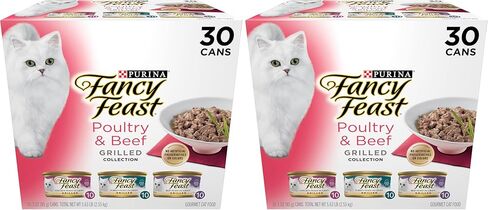 Purina Fancy Feast Grilled Wet Cat Food Poultry and Beef Collection Wet Cat Food Variety Pack - (Pack of 30) 3 oz. Cans in Kuwait