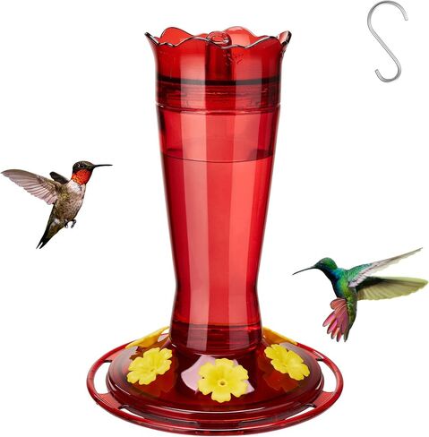Kingsyard 2-Pack Glass Hummingbird Feeder for Outdoors Hanging, 10 oz Leak-Proof Humming Bird Feeders with Ant Moat & Bee Proof Feeding Ports, Hummingbird Gift for Bird Lovers (Red) in Saudi Arabia