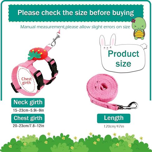 4 Sets Adjustable Bunny Rabbit Harness and Leash Set Small Pet Cute Vest Harness Leash with Decoration for Bunny Ferret Small Pets(Designs: Rabbit/Carrot/Duck/Strawberry) in Kuwait
