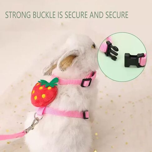 4 Sets Adjustable Bunny Rabbit Harness and Leash Set Small Pet Cute Vest Harness Leash with Decoration for Bunny Ferret Small Pets(Designs: Rabbit/Carrot/Duck/Strawberry) in Kuwait