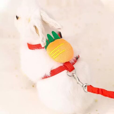 4 Sets Adjustable Bunny Rabbit Harness and Leash Set Small Pet Cute Vest Harness Leash with Decoration for Bunny Ferret Small Pets(Designs: Rabbit/Carrot/Duck/Strawberry) in Kuwait