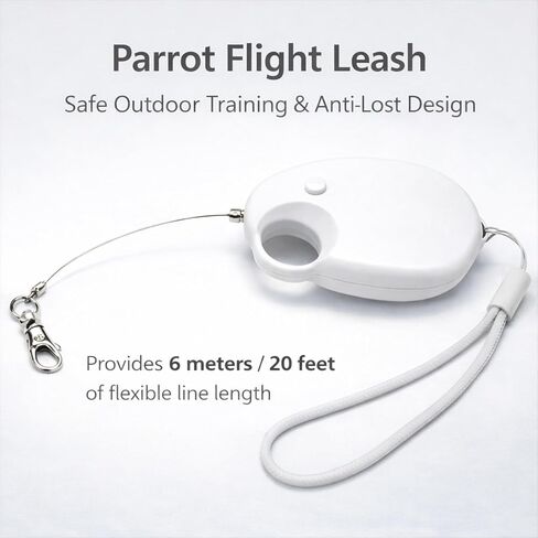 Outdoor Hiking Retractable Parrot Leash – 20FT Lightweight Bite-Proof Steel Wire | Compatible with Bird Harness & Foot Rings/Chains, for Large Parrots (Cockatoo, Macaw, Conure) in Kuwait