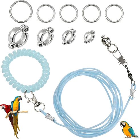 Bird Leash with 4 Different Size Foot Ring, Parrot Flying Rope Elastic Bird Harness Flying Leash Outdoor Training Traction Rope for Conure Cockatiel Parakeet Macaw Budgerigar in Kuwait