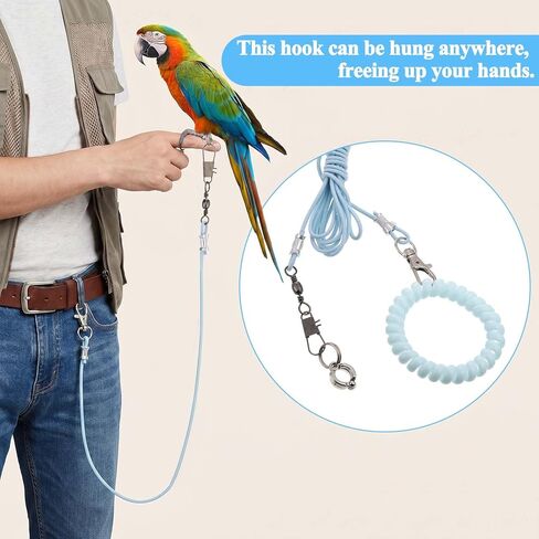 Bird Leash with 4 Different Size Foot Ring, Parrot Flying Rope Elastic Bird Harness Flying Leash Outdoor Training Traction Rope for Conure Cockatiel Parakeet Macaw Budgerigar in Kuwait