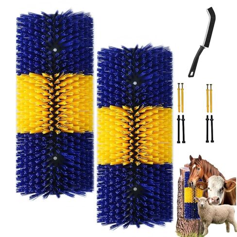 2PCS Livestock Scratching Brush,Goat Scratching Brush Post with Cleaning Tool, Grooming and Massage Scratch Brushes for Cow Donkey Goats Horse Sheep, Animals Back Scratcher Itch Brushes in Kuwait