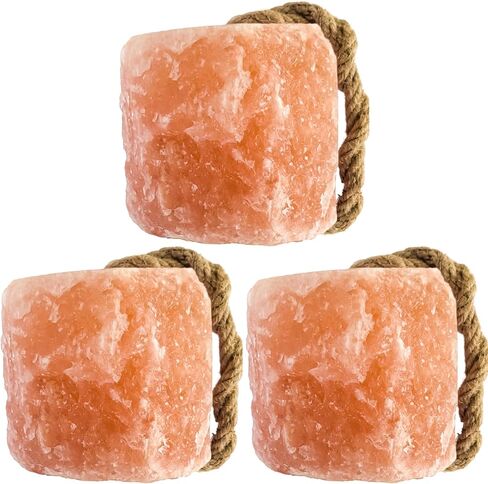 Himalayan Salt Lick On Rope 3.5-4 lb Each (Pack of 3) for Horses, Deer, Goats & Livestock | Natural, Mineral-Rich, Long-Lasting Salt Blocks in Kuwait