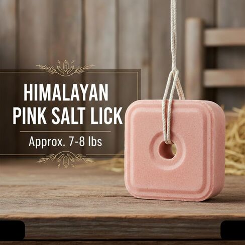Compressed Himalayan Salt Lick 8-9 lbs, Big Block, Licking Salt for Horses, Deer Salt Lick Block, Block Salt on Rope, Himalayan Licking Salt for Animals. in Kuwait
