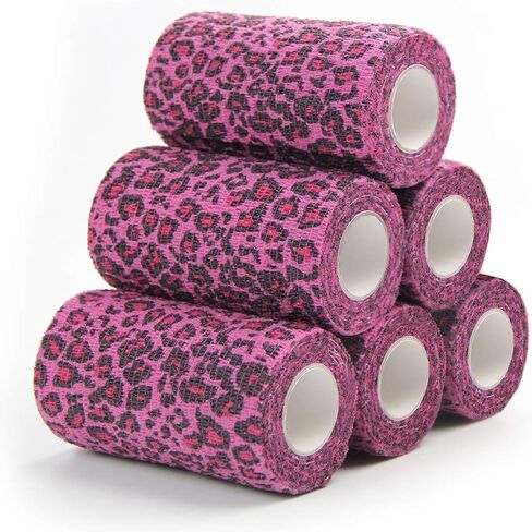 Vet Wrap Cohesive Bandages, Self-Adhesive Bandage Wrap, Breathable Non-Woven Self Adherent Tape for Pet Dog Leg Paw Wound, Horse, Cat, First Aid & Ankle Sprain, 2 Inch (6 Rolls) in Kuwait