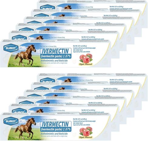 12 Pack Ivermectin Horse Paste 1.87% – Apple Flavored Oral Dewormer for Horses in Kuwait