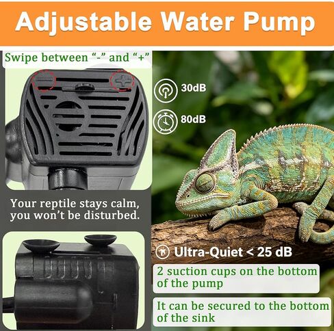 PurifyLogix 3 in 1 Reptile Water Fountain with Food Dish & Hideout, 550ML Reptile Waterfall Drinking Fountain, Reptile Water Dispenser for Bearded Dragon, Gecko, Lizard, Chameleon, Natural Resin in Kuwait
