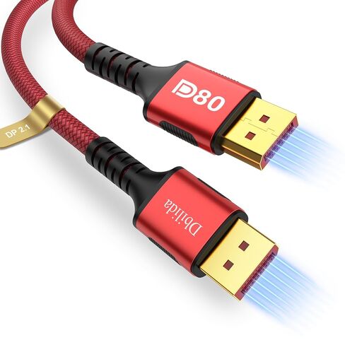 كابل Dbilida VESA المعتمد DisplayPort 2.0 بطول 6.6 قدم 2 حزمة، كابل 16K DP 2.1 يدعم 80 جيجابت في الثانية، 16K@60 هرتز، 8K@120 هرتز، 4K@240 هرتز/165 هرتز، 2K@360 هرتز HDR، HDCP2.2، ثلاثي الأبعاد، ARC للتلفزيون، شاشة الألعاب in Kuwait