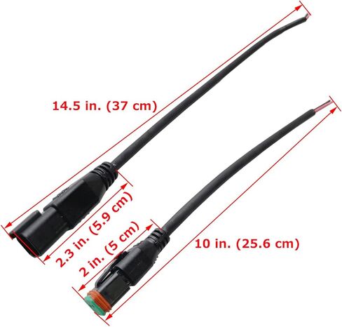 Lightronic 10 Set DT Connector 2 Pin Black 16-20 AWG Male and Female auto Waterproof Electrical Wire Connector Plug with Pigtail Wire for Below 180W Led Lights in Saudi Arabia