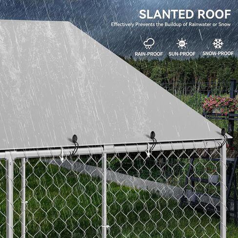 حاوية للكلاب في الهواء الطلق مقاس 10 × 10 بوصة من YITAHOME مع أوعية تغذية دوارة، وبيت للكلاب بالخارج مع سقف، وسياج للكلاب في الهواء الطلق للكلاب المتوسطة والكبيرة in Kuwait