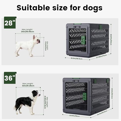 Collapsible Dog Crate for Medium/Small Dogs - 28" L Foldable Dog Cage No-Tool Assembly, Travel Dog Crate with 2 Wheels - Easy to Carry, Space-Saving, Indoor Outdoor Use, 27.96"(L) X18.3(W) X20.87(H) in Kuwait