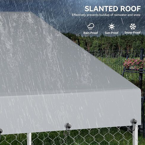 YITAHOME Outdoor Dog Kennel with Rotating Feeder Bowls, 7.5'x7.5' Outdoor Dog Enclosure with Roof, Heavy Duty Dog Cage for Medium Large Dogs in Kuwait