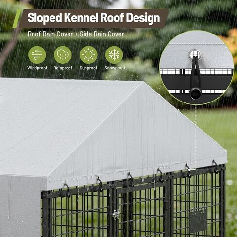 Dog Kennel Outdoor with Rotating Feeding Bowls, Heavy Duty Dog Crate with Cover, Double Locks & Feeding Reminder Tag, for Large/Medium/Small Dogs, Black in Kuwait