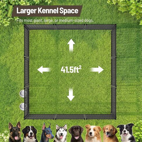 Dog Kennel Outdoor with Rotating Feeding Bowls, Heavy Duty Dog Crate with Cover, Double Locks & Feeding Reminder Tag, for Large/Medium/Small Dogs, Black in Kuwait