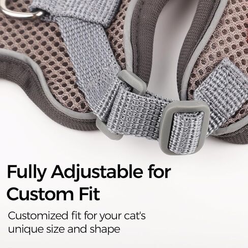 Cat Harness and Leash Kitten Harness Escape Proof Lightweight Breathable Mesh Cat Leash for Walking Travel, Grey, X-Large in Kuwait