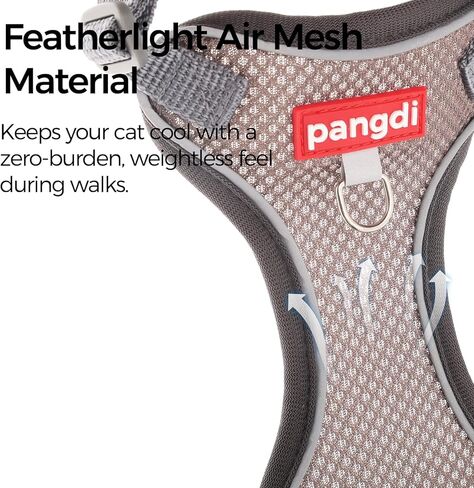Cat Harness and Leash Kitten Harness Escape Proof Lightweight Breathable Mesh Cat Leash for Walking Travel, Grey, X-Large in Kuwait