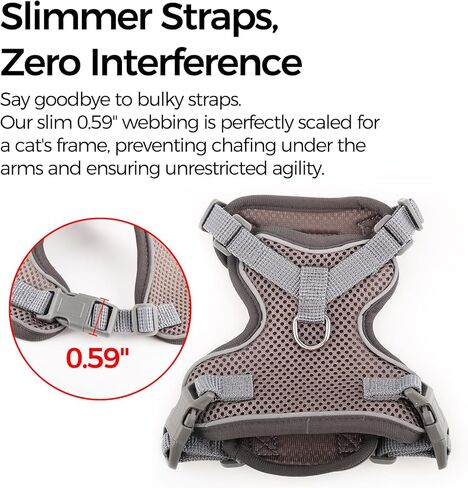 Cat Harness and Leash Kitten Harness Escape Proof Lightweight Breathable Mesh Cat Leash for Walking Travel, Grey, X-Large in Kuwait