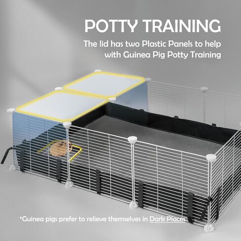 MEEXPAWS Guinea Pig Cages Small Animal Playpen with Waterproof PVC Liner & Washable Pee Pad & Storage Space, C&C Cage for Guinea Pigs, Hedgehog, Hamsters, Ferrets,Indoor Enclosure Wire Yard Playpen in Kuwait