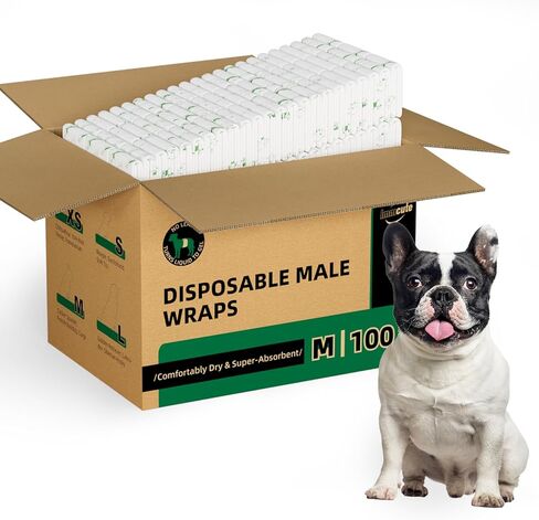 IMMCUTE Dog Diapers Male Small 50 Ct, Male Dog Diapers Disposable with Wetness Indicator, Adjustable Puppy Diapers Male, Flashdry Gel Technology, Male Dog Wraps for Incontinence & Marking in Kuwait