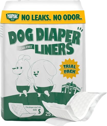PAWPANG Disposable Dog Diaper Liners Booster Pads for Male & Female Dogs, 100ct, 5 Sizes Options, Doggie Diaper Inserts fit Most Types of Dog Diapers - Pet Belly Bands & Male Wraps (Small(100ct)) in Kuwait