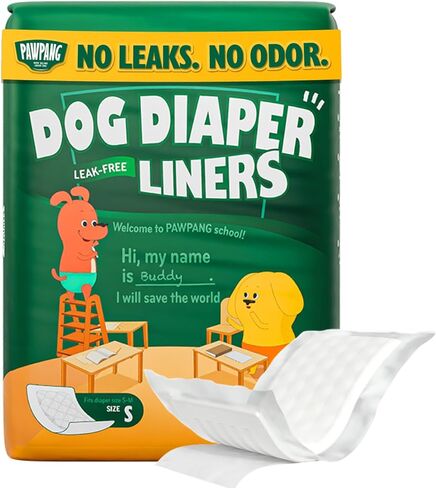 PAWPANG Disposable Dog Diaper Liners Booster Pads for Male & Female Dogs, 100ct, 5 Sizes Options, Doggie Diaper Inserts fit Most Types of Dog Diapers - Pet Belly Bands & Male Wraps (Small(100ct)) in Kuwait