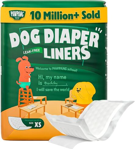PAWPANG Disposable Dog Diaper Liners Booster Pads for Male & Female Dogs, 100ct, 5 Sizes Options, Doggie Diaper Inserts fit Most Types of Dog Diapers - Pet Belly Bands & Male Wraps (Small(100ct)) in Kuwait