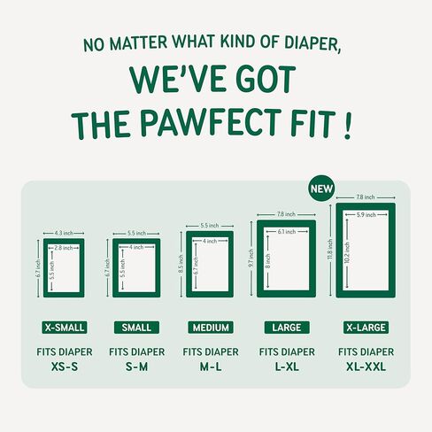 PAWPANG Disposable Dog Diaper Liners Booster Pads for Male & Female Dogs, 100ct, 5 Sizes Options, Doggie Diaper Inserts fit Most Types of Dog Diapers - Pet Belly Bands & Male Wraps (Small(100ct)) in Kuwait