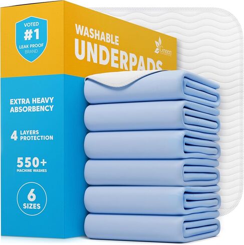 GREEN LIFESTYLE Washable Underpads - Large Pads for use as Incontinence Bed Pads, Reusable Pet Pads, Great for Dogs, Cats, Bunny, Seniors Bed Pad (Pack of 4-34x36) in Kuwait
