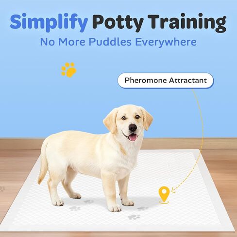 Disposable Puppy Pads 100 Count, 22"x22" Pee Pads for Dogs Potty Training, 6-Layer Super Absorbent & Leak Proof, Odor Block Pet Pads with Anti-Slip Adhesive Strips, White in Kuwait