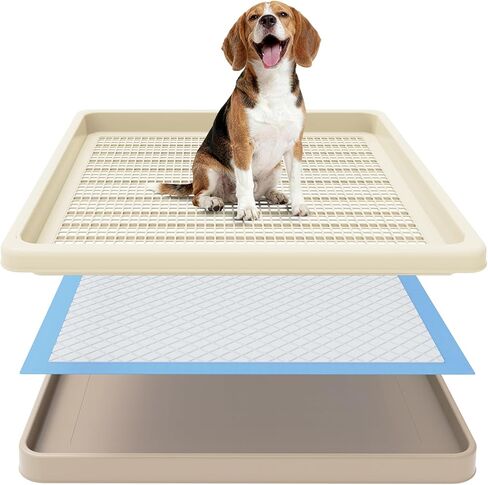 Dog Pee Pad Holder for Small and Medium Dogs, Two-Layer Mesh Dog Potty Tray, Indoor Puppy Pad Holder for Potty Training, Gentle on Paws, Easy-Clean Leak-Resistant Fits 22 × 22 Inches Pee Pads in Kuwait