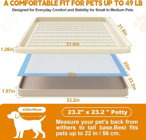 Dog Pee Pad Holder for Small and Medium Dogs, Two-Layer Mesh Dog Potty Tray, Indoor Puppy Pad Holder for Potty Training, Gentle on Paws, Easy-Clean Leak-Resistant Fits 22 × 22 Inches Pee Pads in Kuwait