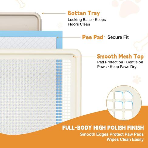 Dog Pee Pad Holder for Small and Medium Dogs, Two-Layer Mesh Dog Potty Tray, Indoor Puppy Pad Holder for Potty Training, Gentle on Paws, Easy-Clean Leak-Resistant Fits 22 × 22 Inches Pee Pads in Kuwait