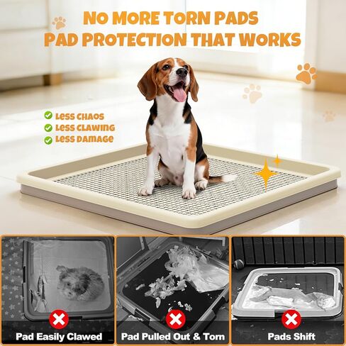 Dog Pee Pad Holder for Small and Medium Dogs, Two-Layer Mesh Dog Potty Tray, Indoor Puppy Pad Holder for Potty Training, Gentle on Paws, Easy-Clean Leak-Resistant Fits 22 × 22 Inches Pee Pads in Kuwait