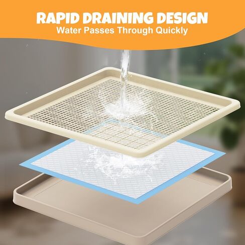 Dog Pee Pad Holder for Small and Medium Dogs, Two-Layer Mesh Dog Potty Tray, Indoor Puppy Pad Holder for Potty Training, Gentle on Paws, Easy-Clean Leak-Resistant Fits 22 × 22 Inches Pee Pads in Kuwait