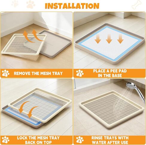 Dog Pee Pad Holder for Small and Medium Dogs, Two-Layer Mesh Dog Potty Tray, Indoor Puppy Pad Holder for Potty Training, Gentle on Paws, Easy-Clean Leak-Resistant Fits 22 × 22 Inches Pee Pads in Kuwait