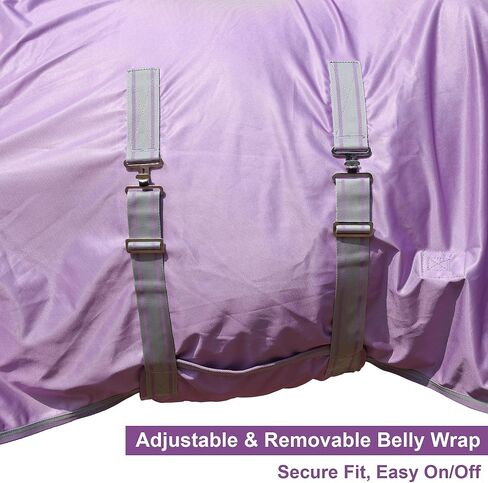 LEAFOREST Horse Fly Sheet with Neck Cover & Belly Band - Lightweight Mesh UV Protection Summer Sheet for Horses, Cool Thin Equine Blanket in Purple, 75" in Kuwait