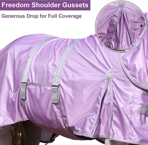 LEAFOREST Horse Fly Sheet with Neck Cover & Belly Band - Lightweight Mesh UV Protection Summer Sheet for Horses, Cool Thin Equine Blanket in Purple, 75" in Kuwait